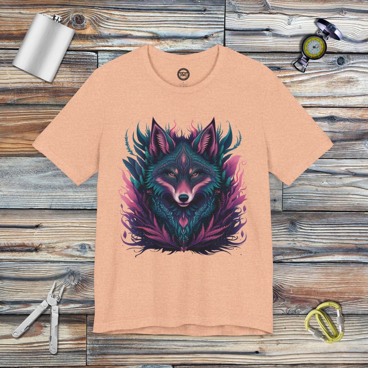 Tavern and Trail T-Shirt Mystic Coyote T-Shirt Heather Peach / S