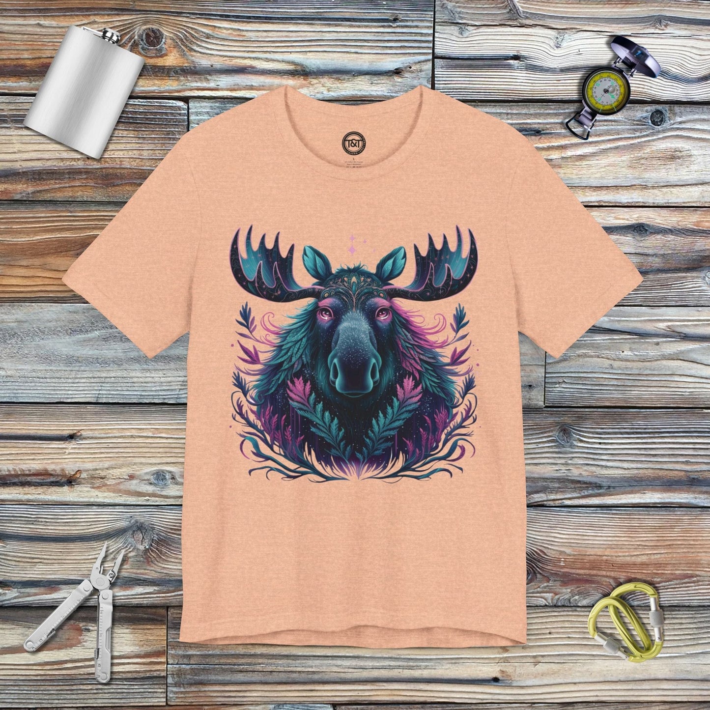 Tavern and Trail T-Shirt Mystic Moose T-Shirt Heather Peach / S