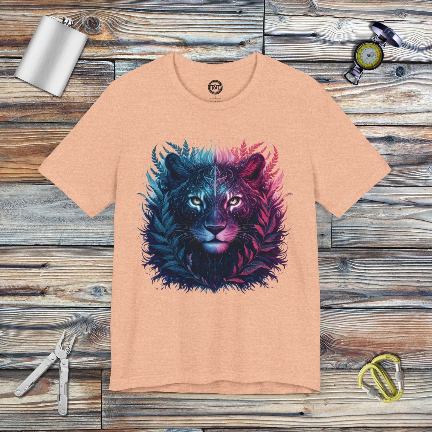 Tavern and Trail T-Shirt Mystic Mountain Lion T-Shirt Heather Peach / S