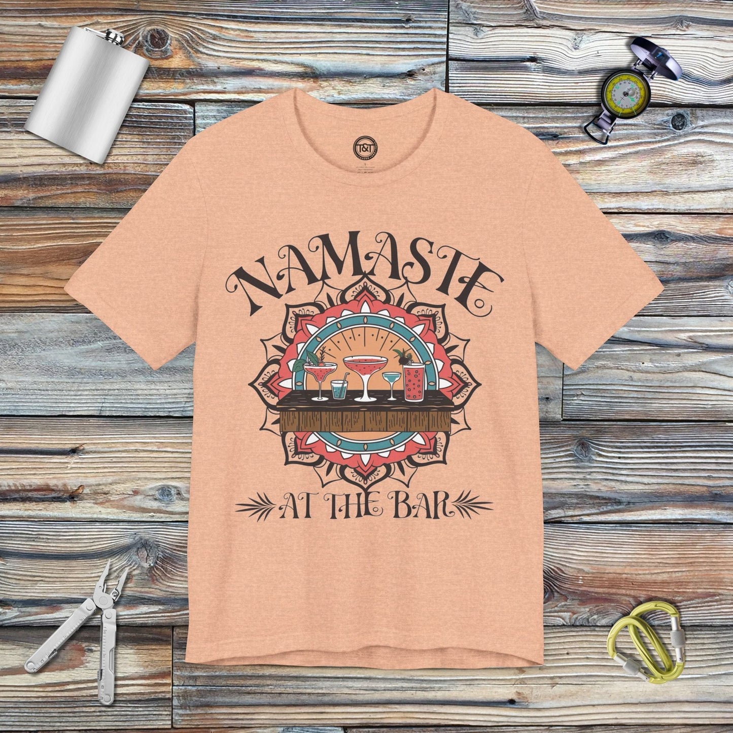 Tavern and Trail T-Shirt Namaste at the Bar T-Shirt Heather Peach / S