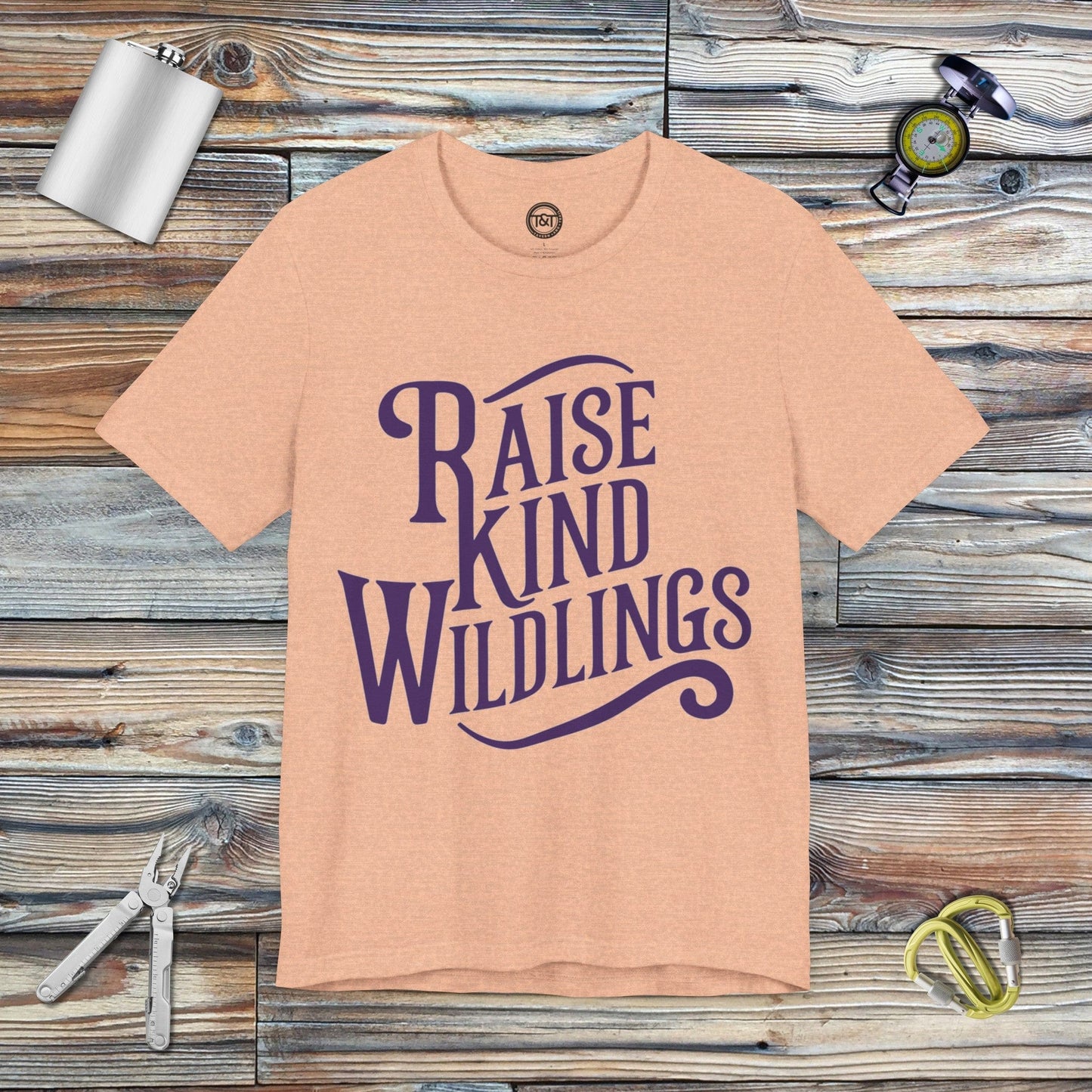 Tavern and Trail T-Shirt Raise Kind Wildlings T-Shirt Heather Peach / S