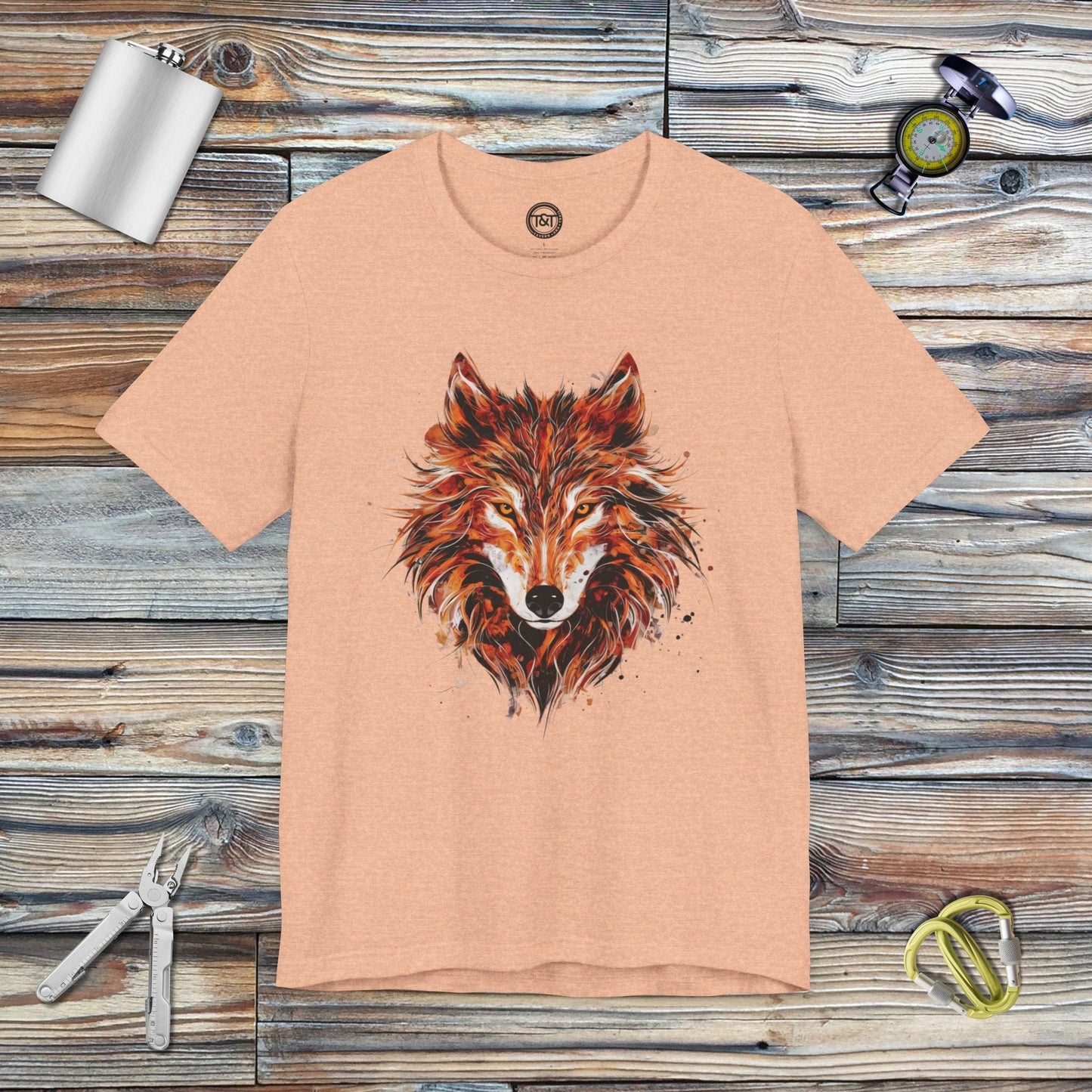 Tavern and Trail T-Shirt Red Wolf T-Shirt Heather Peach / S