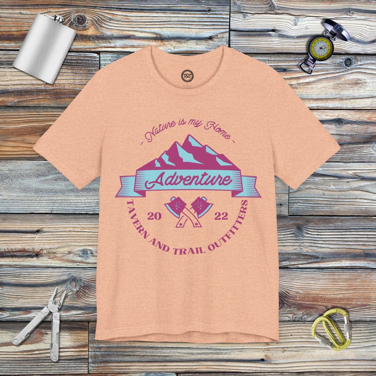 Tavern and Trail T-Shirt T&T Nature Adventure T-Shirt Heather Peach / S