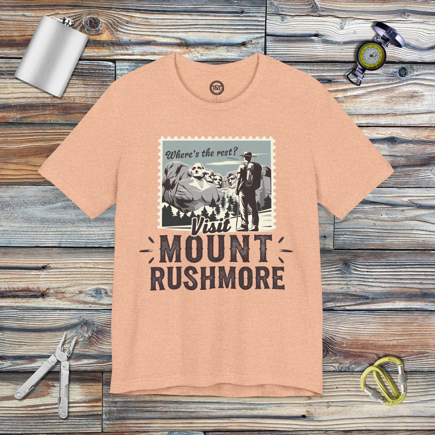 Tavern and Trail T-Shirt Visit Mount Rushmore T-Shirt Heather Peach / S