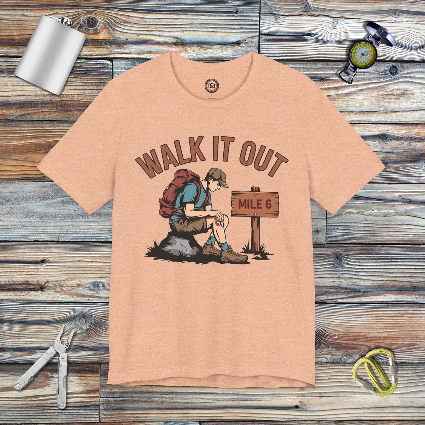 Tavern and Trail T-Shirt Walk It Out T-Shirt Heather Peach / S