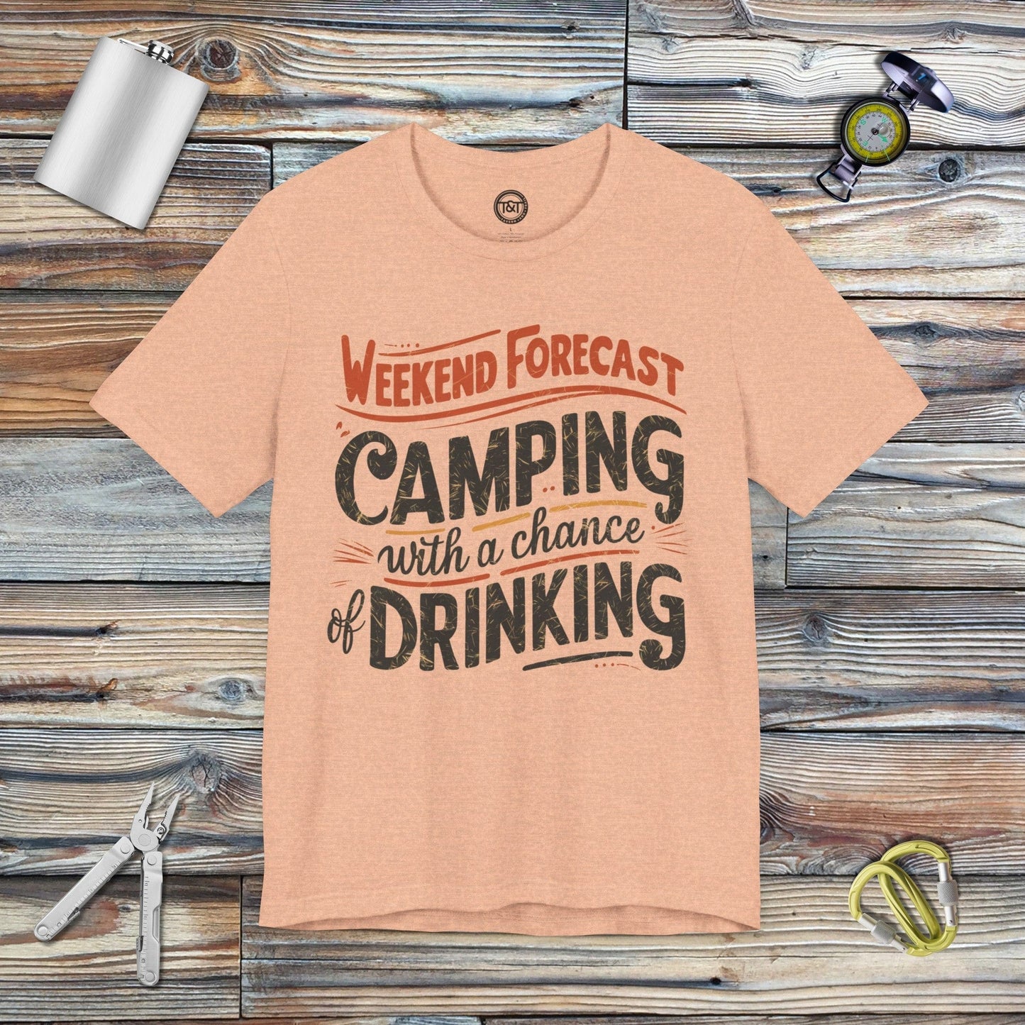 Tavern and Trail T-Shirt Weekend Forecast T-Shirt Heather Peach / S