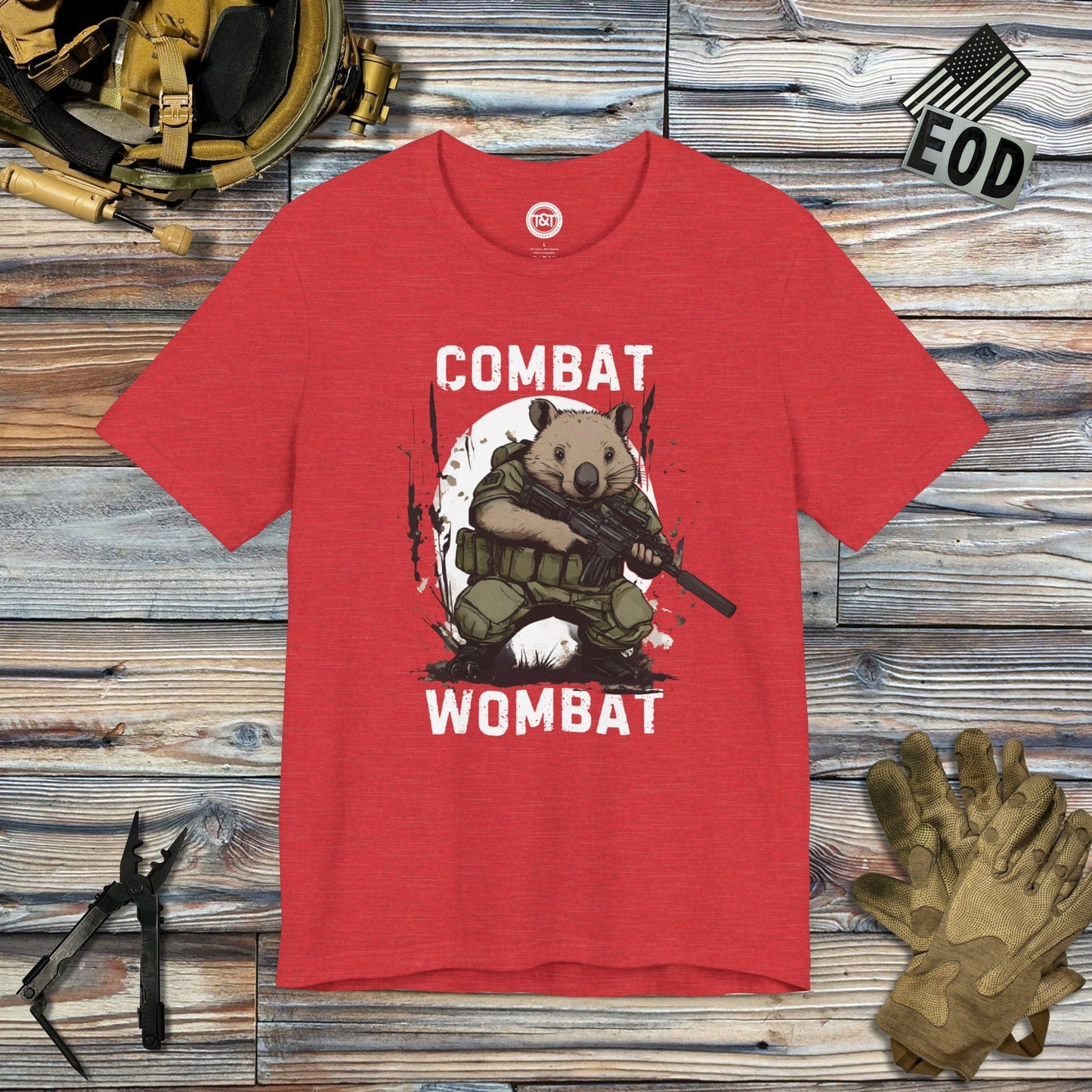 Tavern and Trail T-Shirt Combat Wombat T-Shirt Heather Red / S