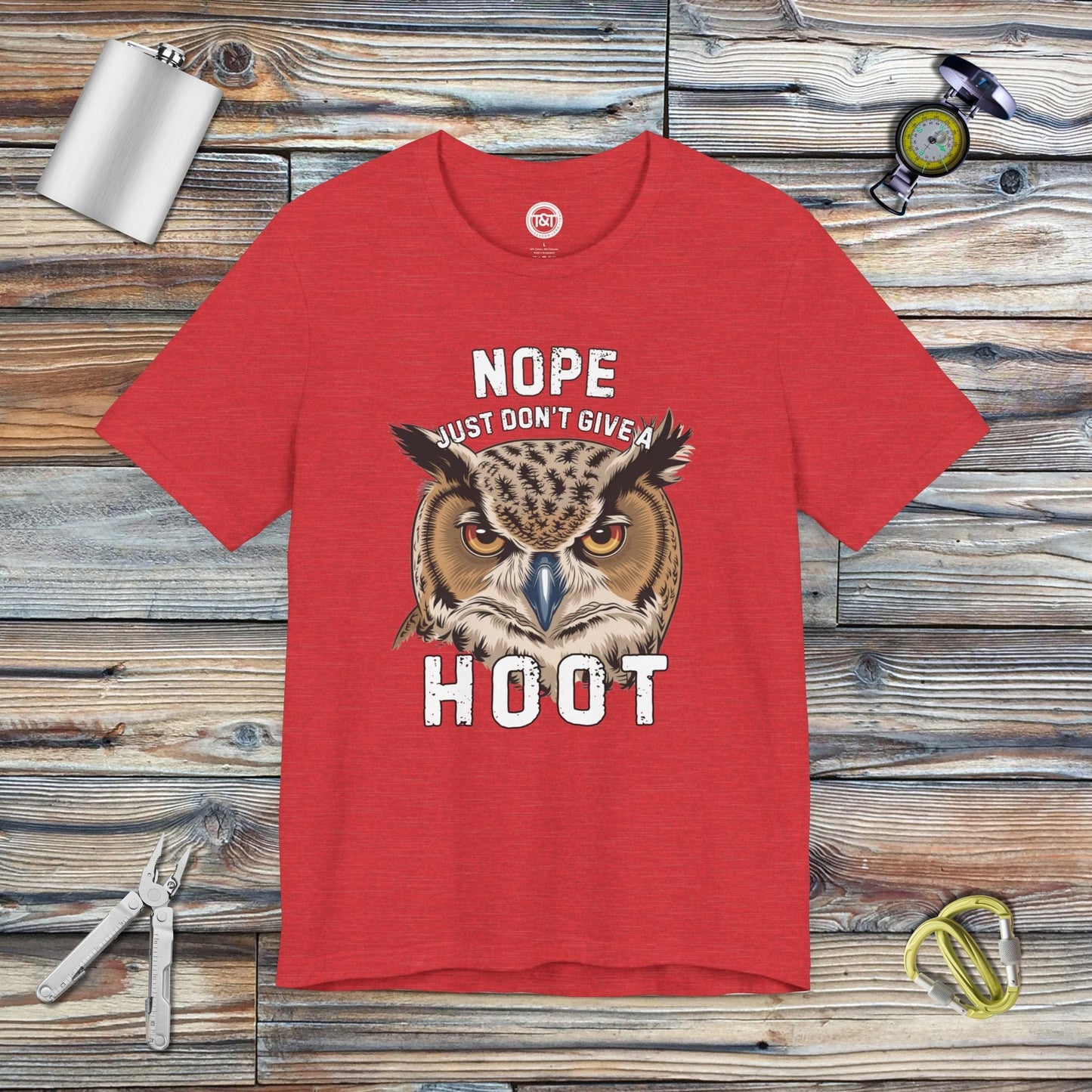 Tavern and Trail T-Shirt Don't Give a Hoot T-Shirt Heather Red / S