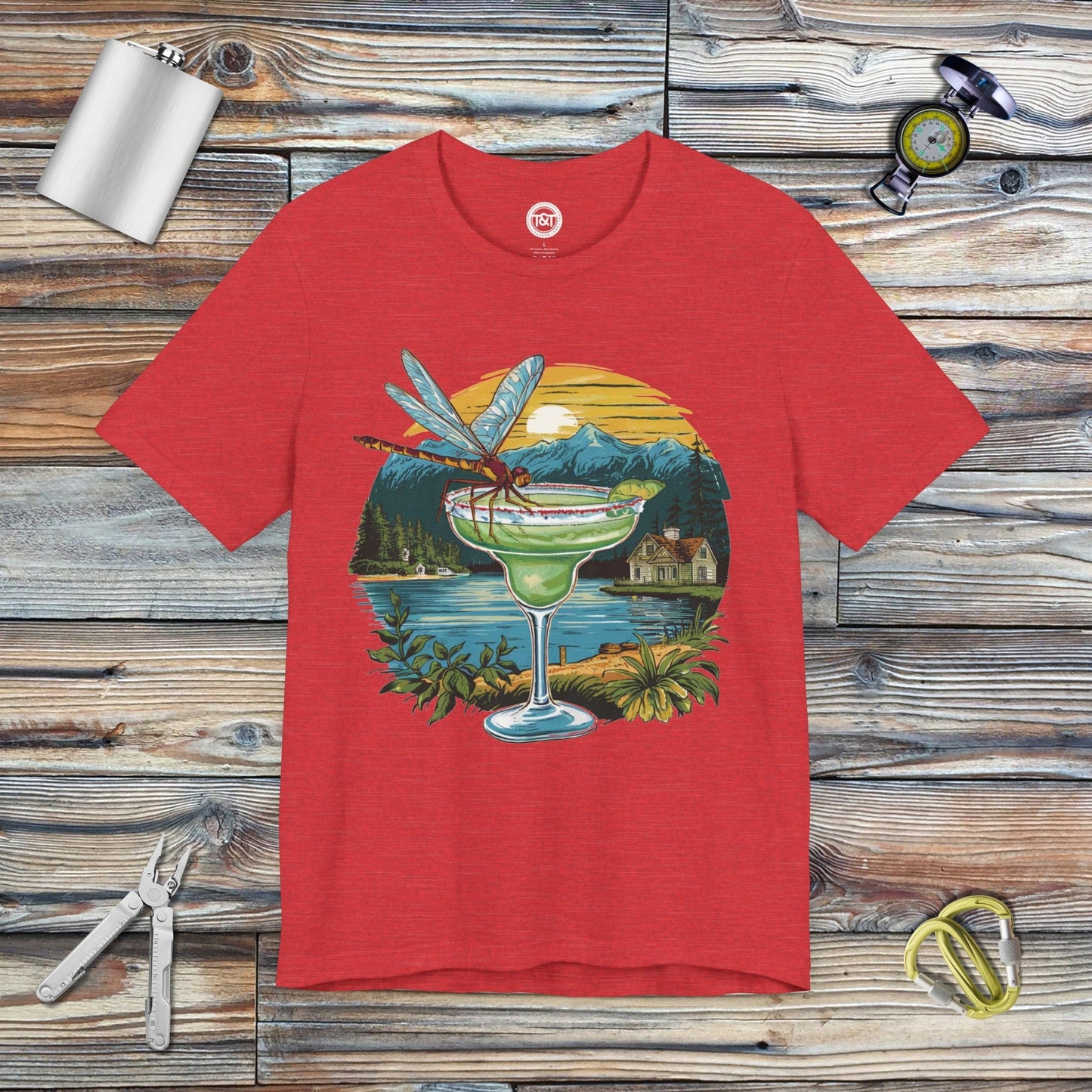 Tavern and Trail T-Shirt Dragonfly Marg T-Shirt Heather Red / S