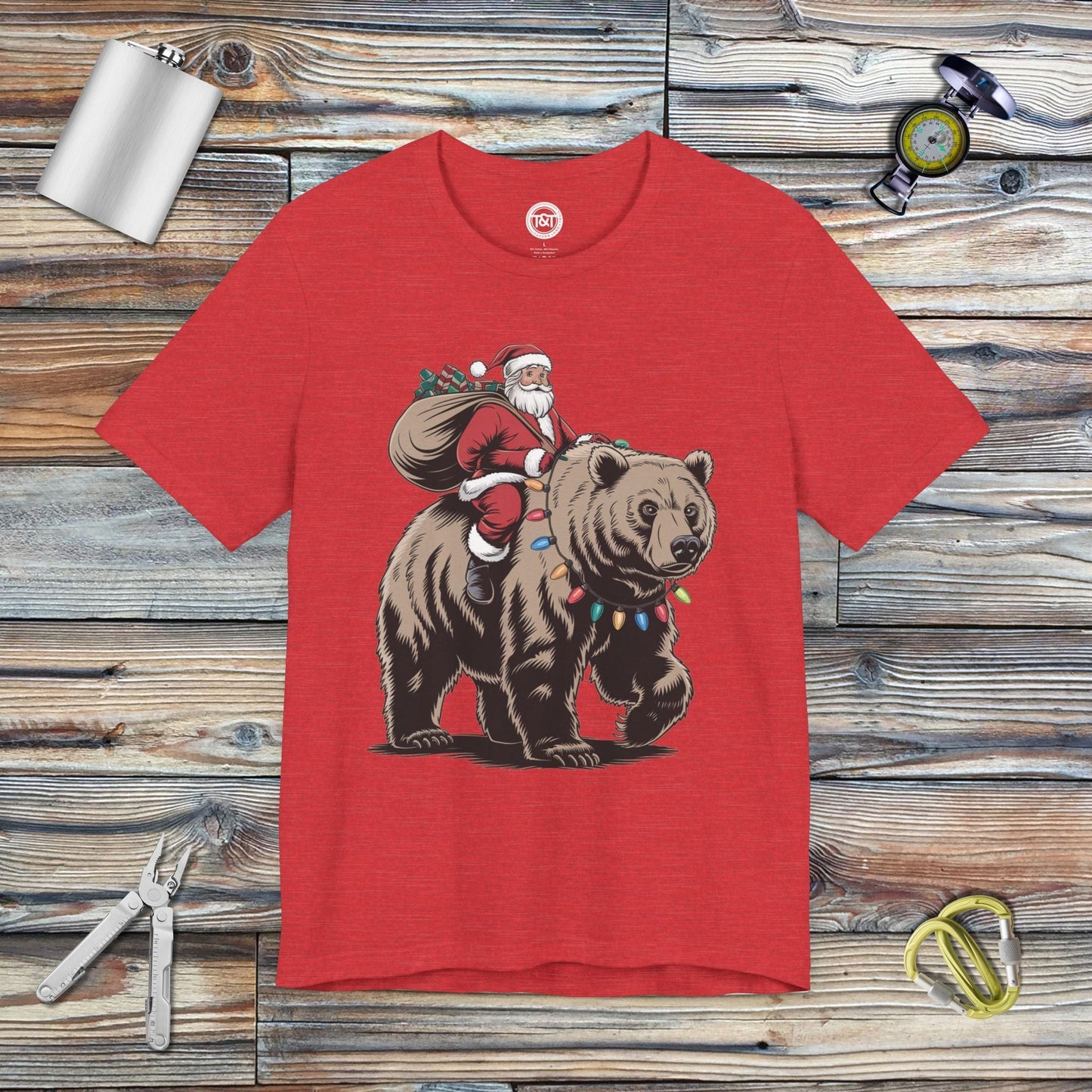 Tavern and Trail T-Shirt Grizzly Clause T-Shirt Heather Red / S