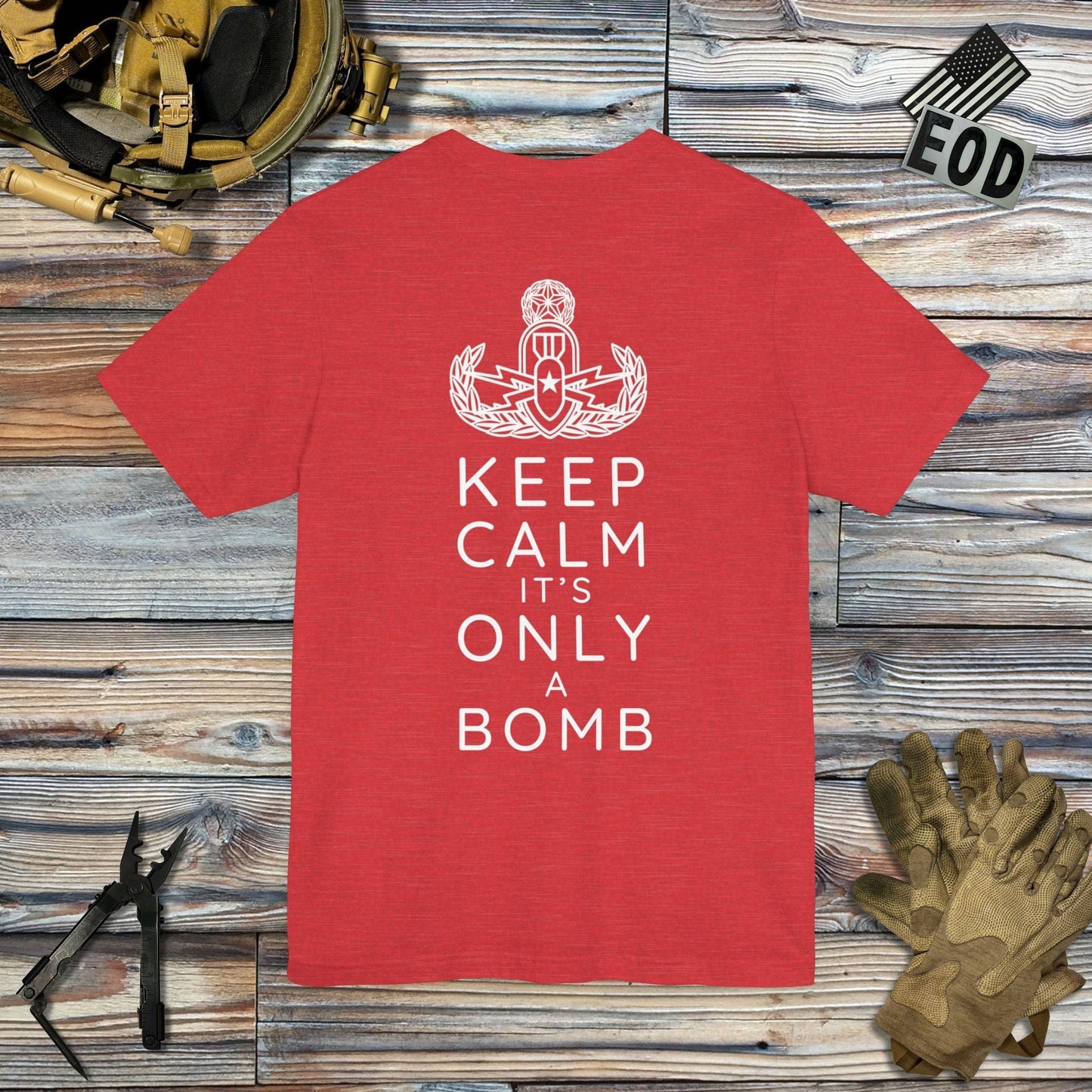 Tavern and Trail T-Shirt Keep Calm (Back Print) T-Shirt Heather Red / S