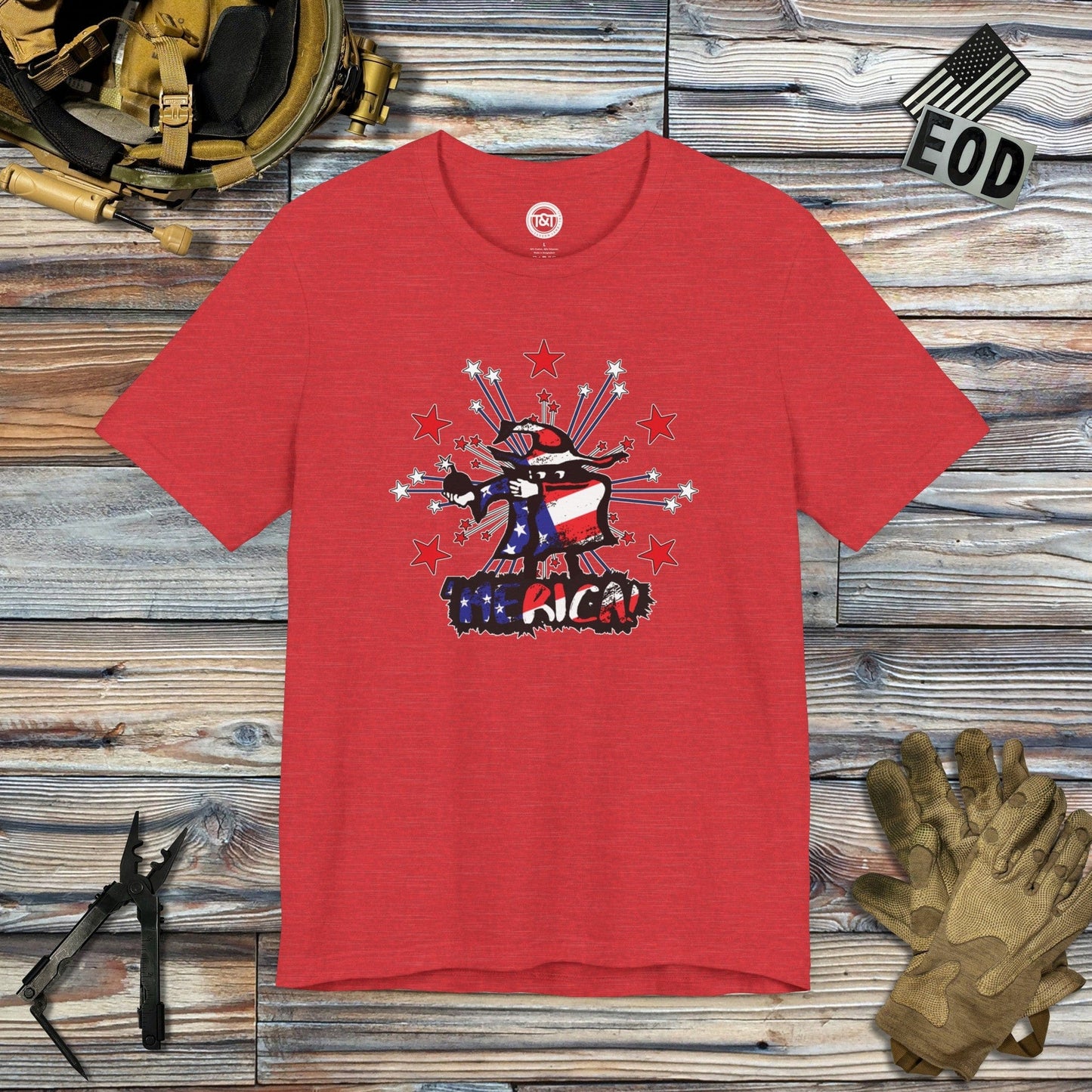 Tavern and Trail T-Shirt Mad Bomber - 'Merica Edition T-Shirt Heather Red / S