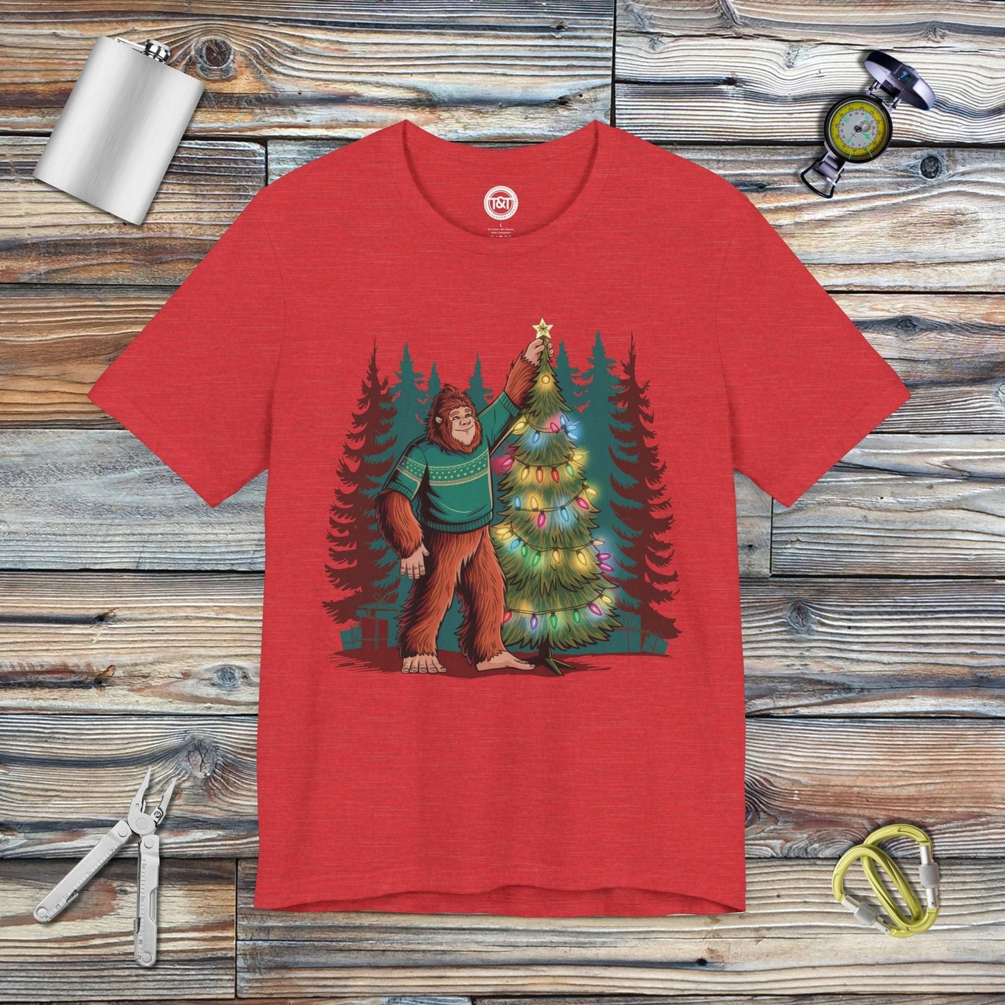 Tavern and Trail T-Shirt Merry Squatchmas T-Shirt Heather Red / S