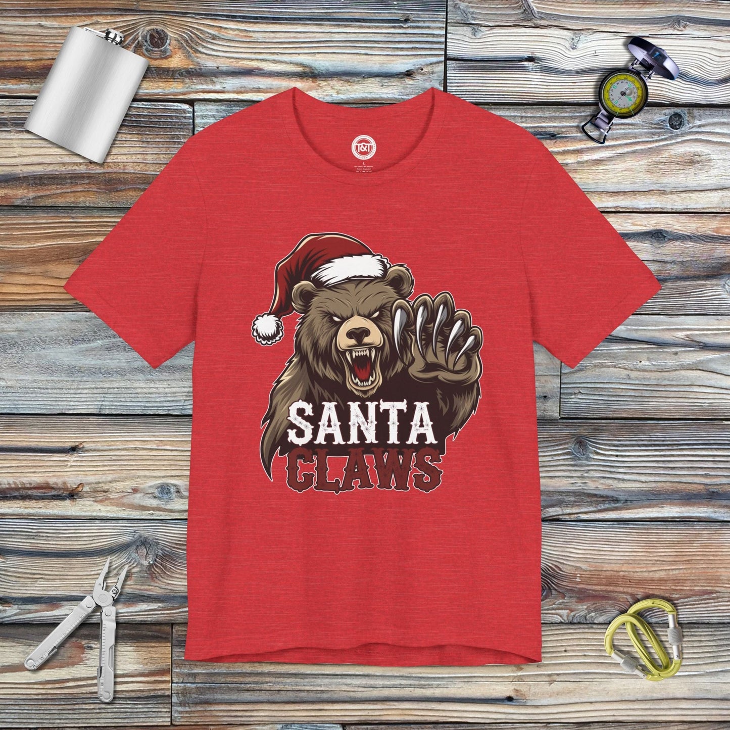 Tavern and Trail T-Shirt Santa Claws T-Shirt Heather Red / S