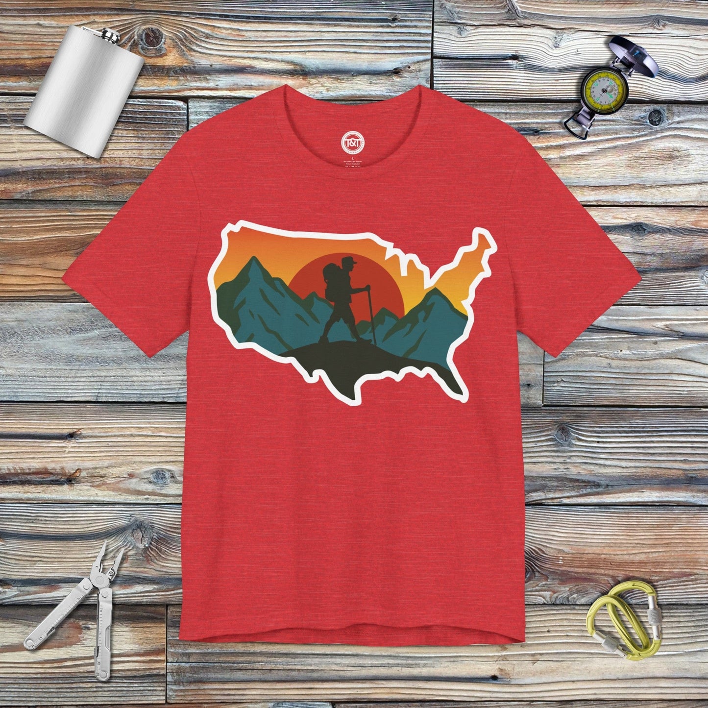 Tavern and Trail T-Shirt US Hiker T-Shirt Heather Red / S