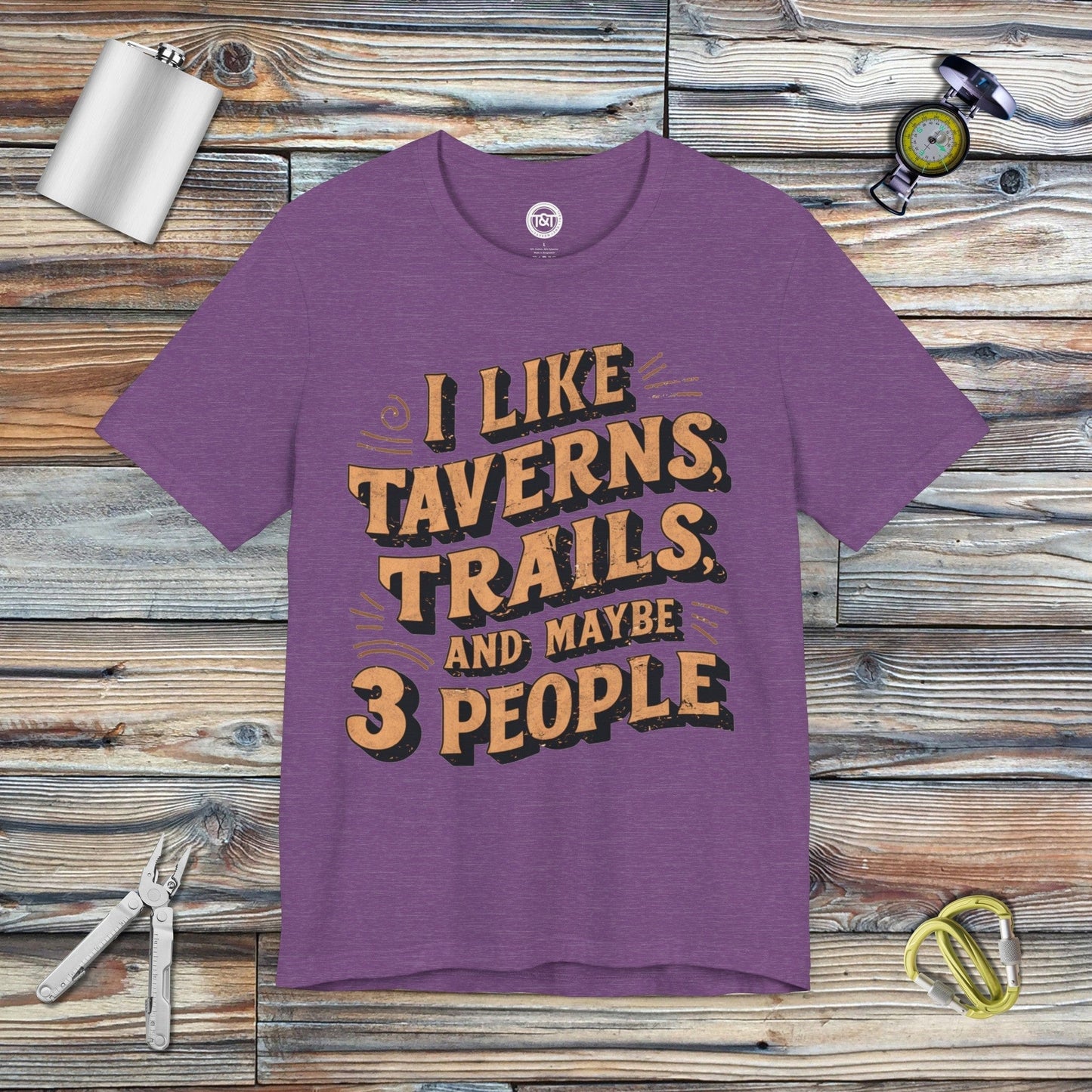 Tavern and Trail T-Shirt 3 People T-Shirt Heather Team Purple / S