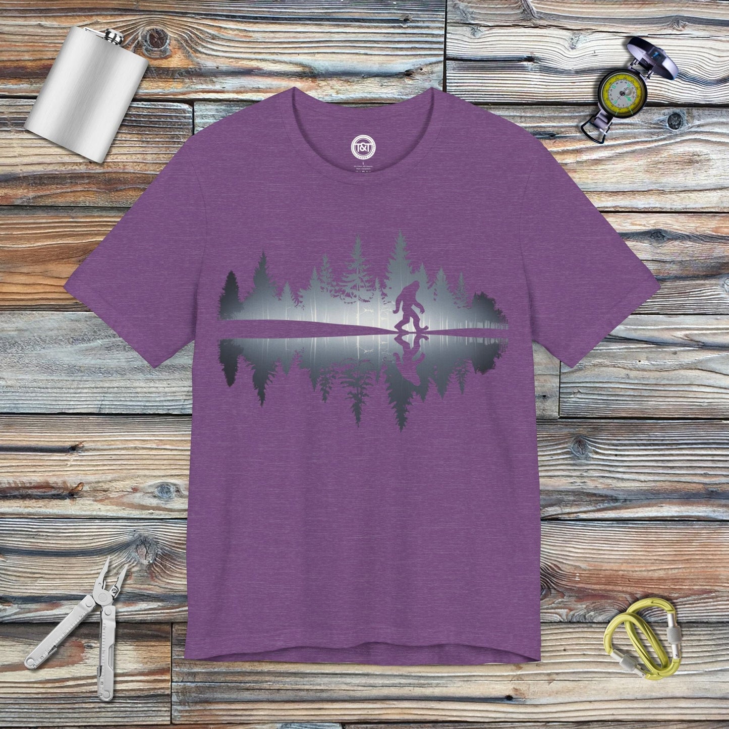 Tavern and Trail T-Shirt Bigfoot Reflection T-Shirt Heather Team Purple / S