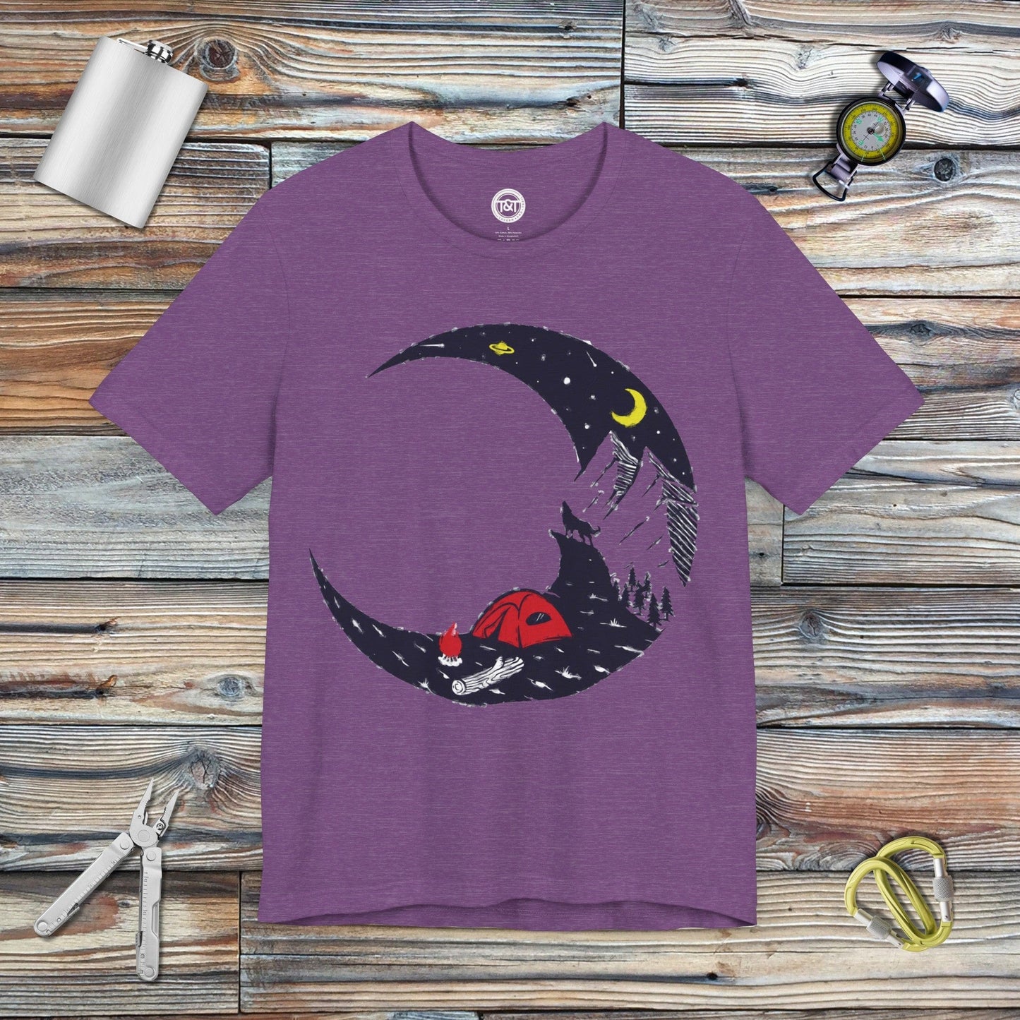 Tavern and Trail T-Shirt Camper's Moon T-Shirt Heather Team Purple / S