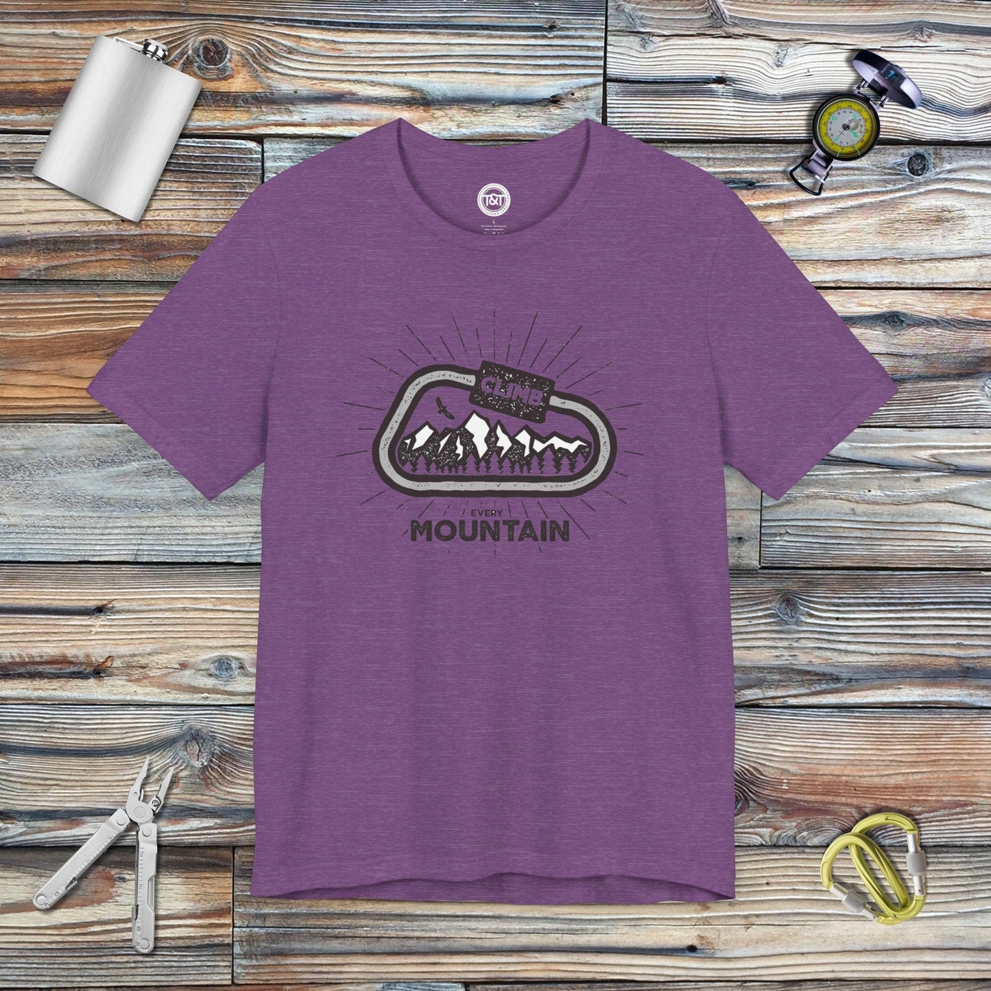 Tavern and Trail T-Shirt Carabiner Mountains T-Shirt Heather Team Purple / S