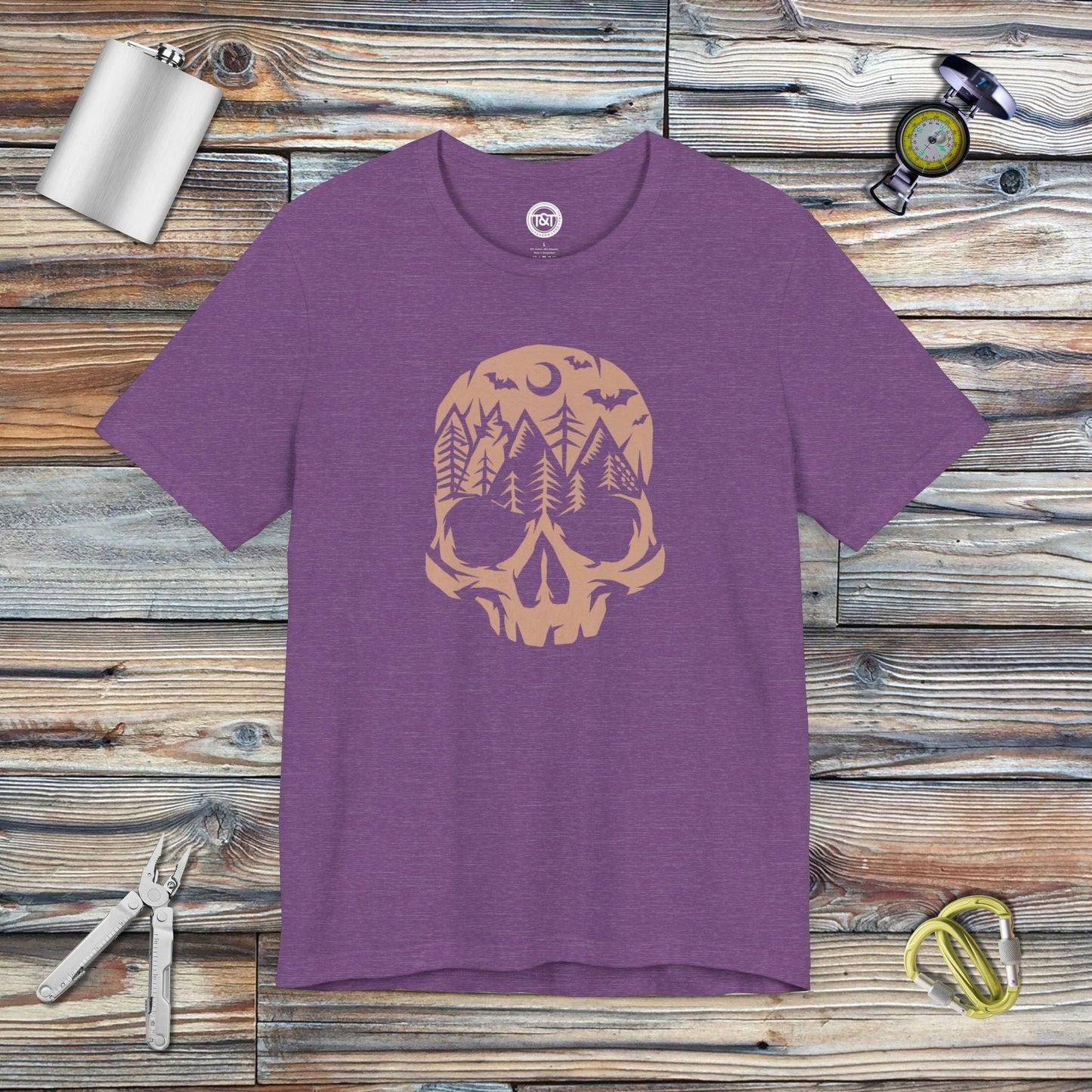 Tavern and Trail T-Shirt Mountain Skull T-Shirt Heather Team Purple / S