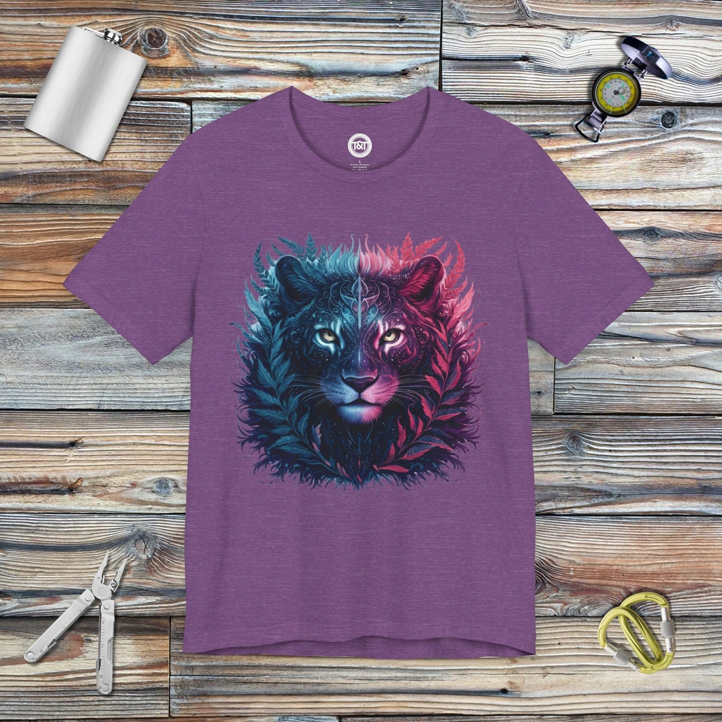 Tavern and Trail T-Shirt Mystic Mountain Lion T-Shirt Heather Team Purple / S