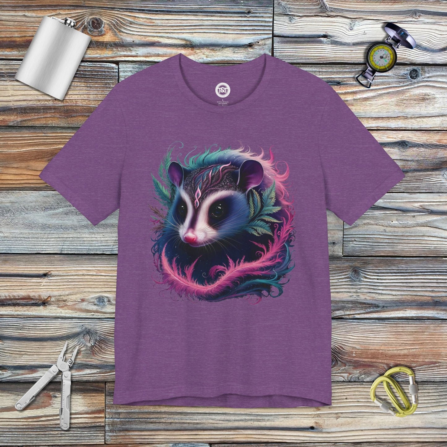 Tavern and Trail T-Shirt Mystic Opossum T-Shirt Heather Team Purple / S