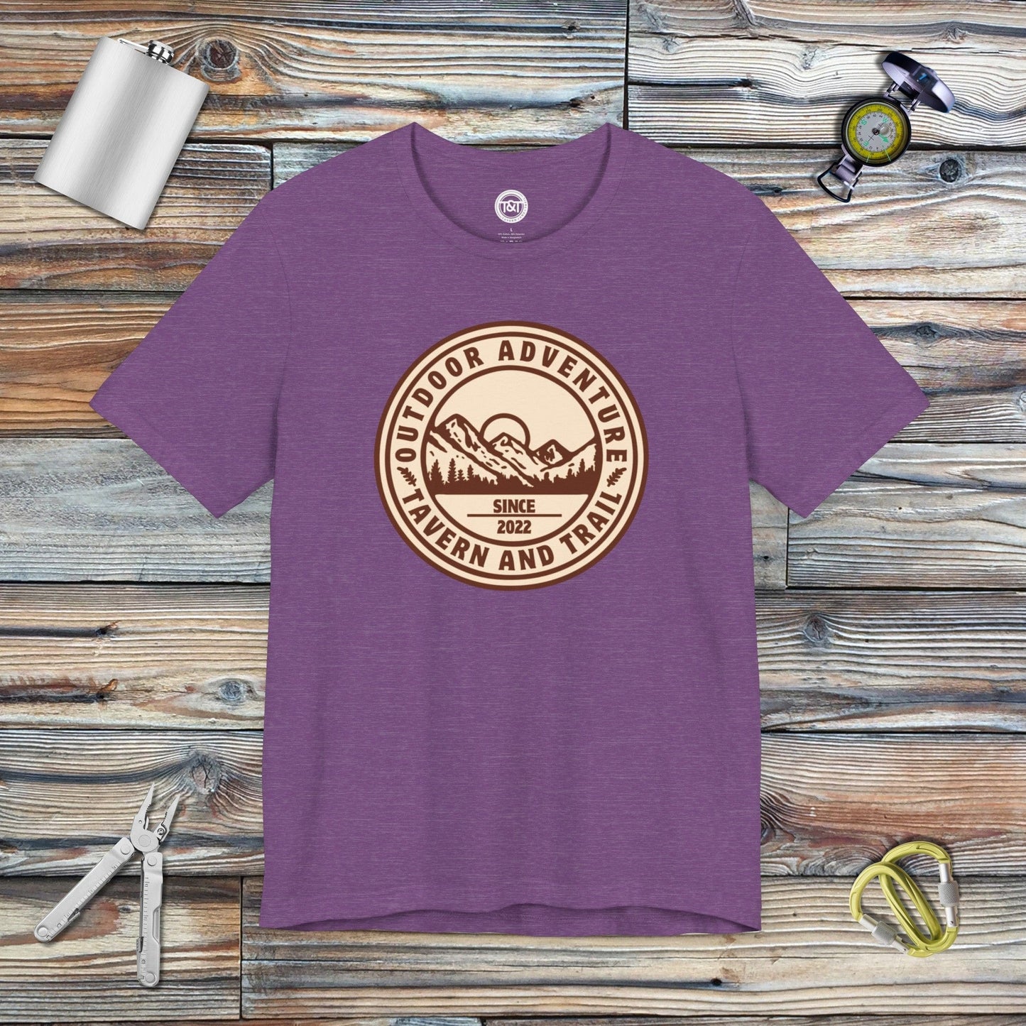 Tavern and Trail T-Shirt Outdoor Adventure Icon T-Shirt Heather Team Purple / S