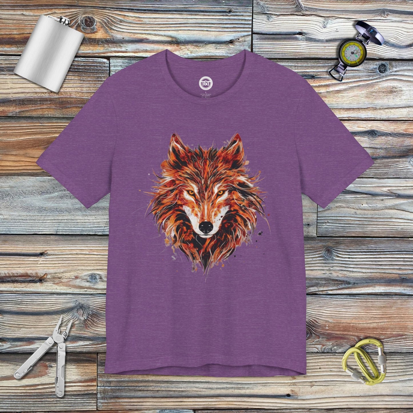 Tavern and Trail T-Shirt Red Wolf T-Shirt Heather Team Purple / S