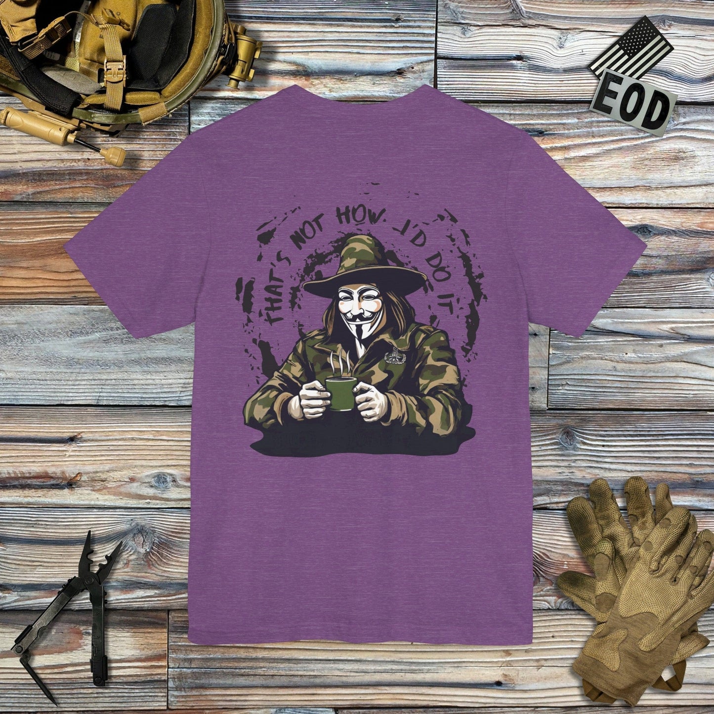 Tavern and Trail T-Shirt What the Fawkes Says (Back Print) T-Shirt Heather Team Purple / S