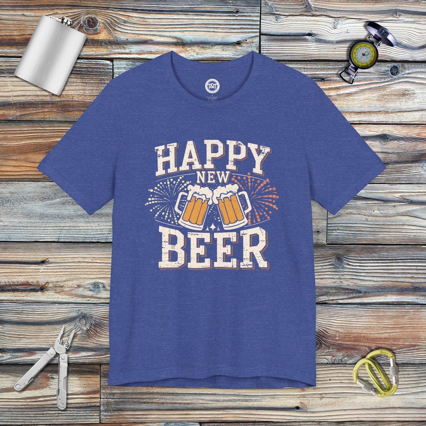 Tavern and Trail T-Shirt Happy New Beer T-Shirt Heather True Royal / S