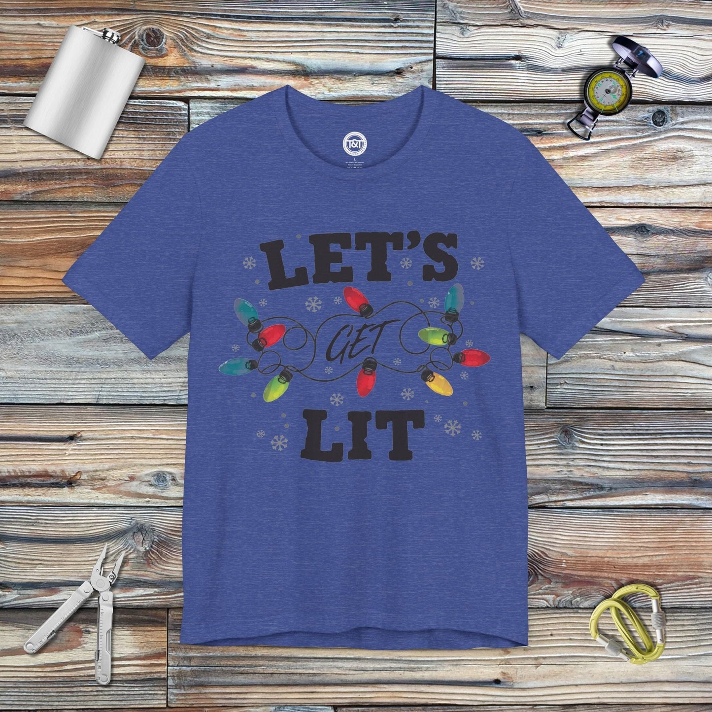 Tavern and Trail T-Shirt Let's Get Lit Christmas T-Shirt Heather True Royal / S