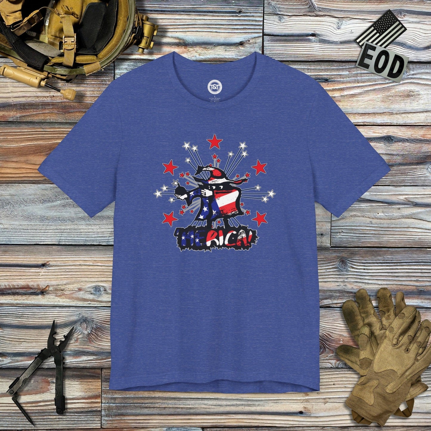 Tavern and Trail T-Shirt Mad Bomber - 'Merica Edition T-Shirt Heather True Royal / S