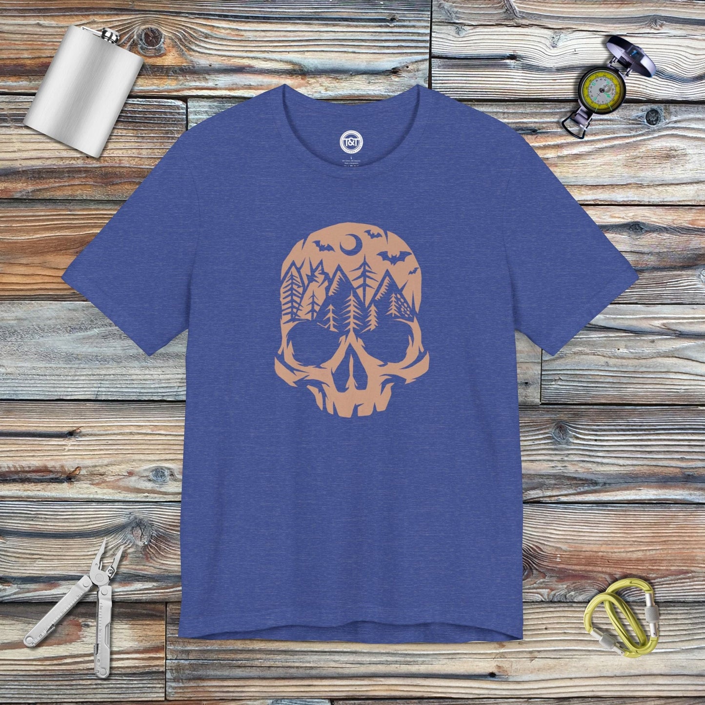 Tavern and Trail T-Shirt Mountain Skull T-Shirt Heather True Royal / S