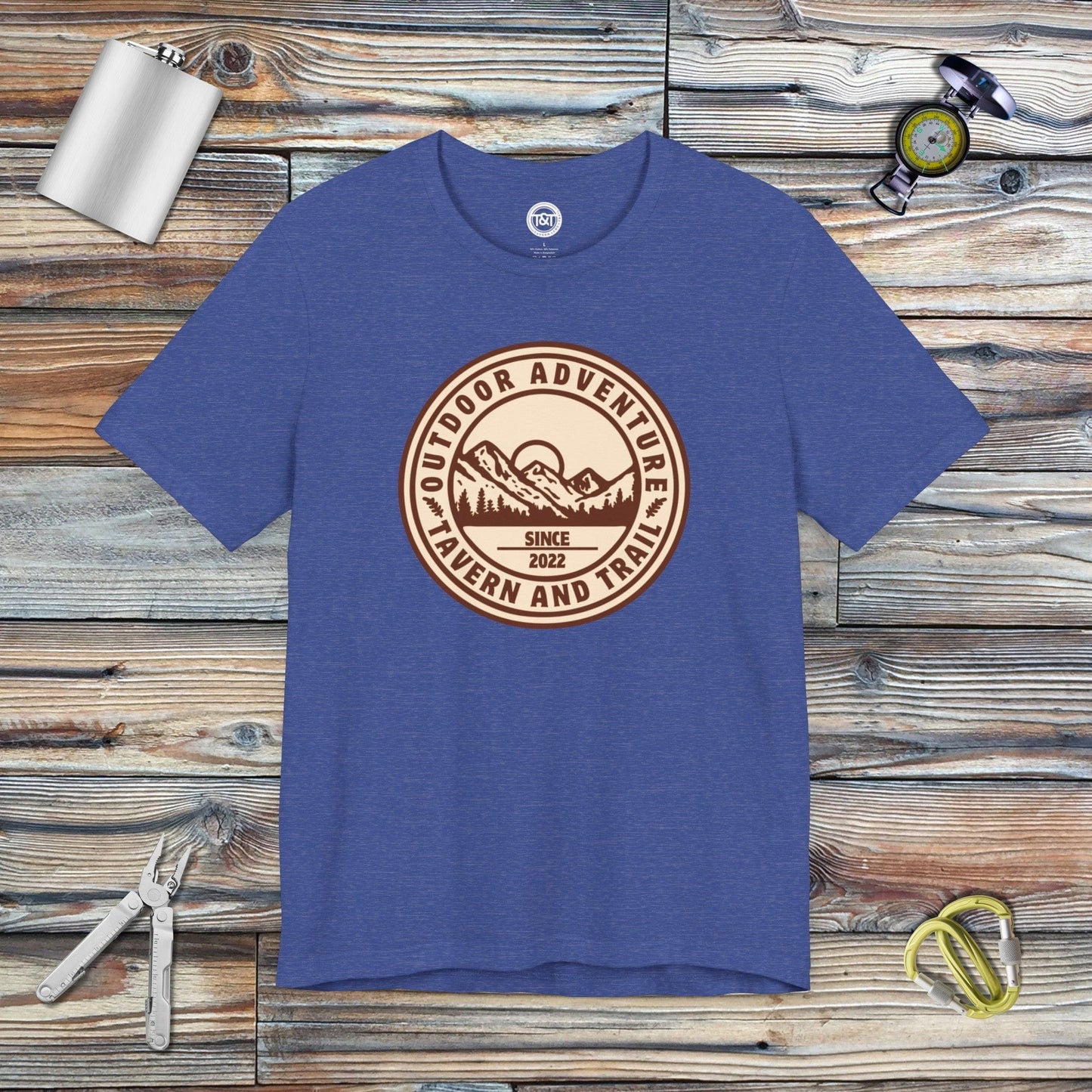 Tavern and Trail T-Shirt Outdoor Adventure Icon T-Shirt Heather True Royal / S