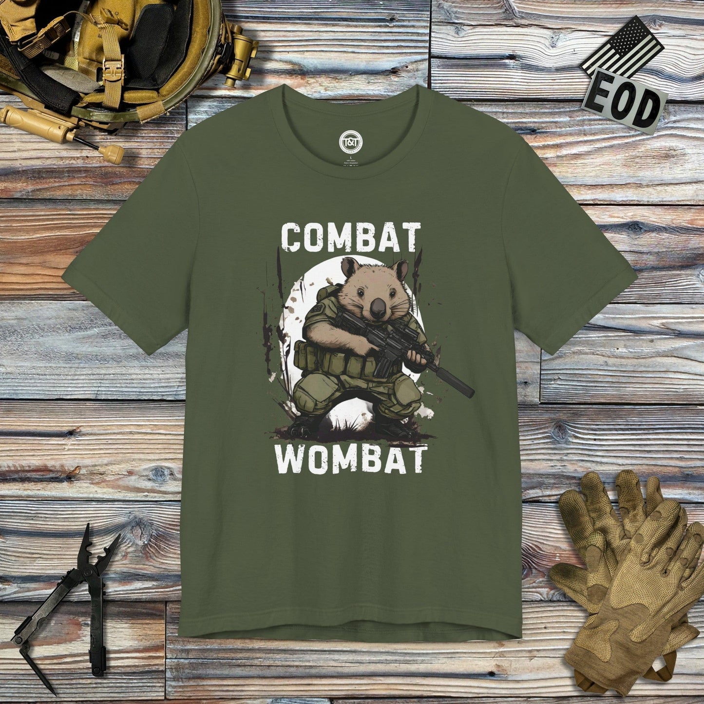 Tavern and Trail T-Shirt Combat Wombat T-Shirt Military Green / S