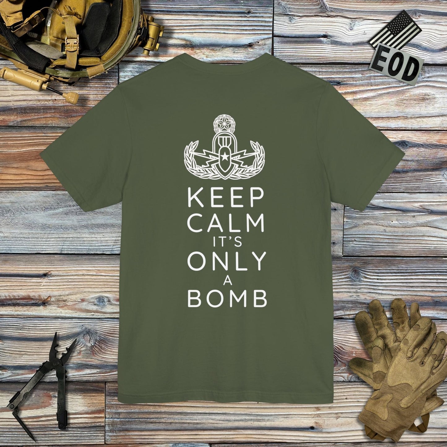 Tavern and Trail T-Shirt Keep Calm (Back Print) T-Shirt Military Green / S