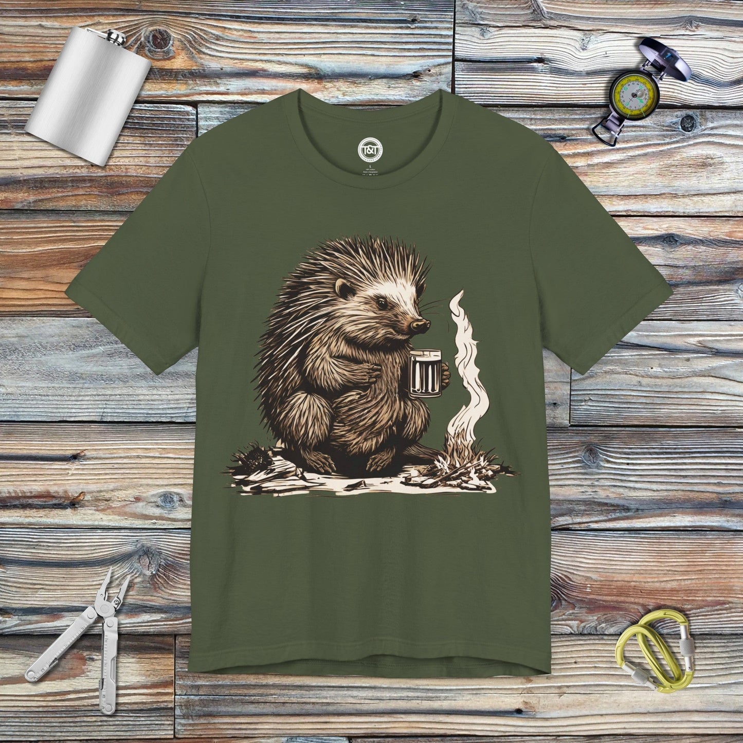 Tavern and Trail T-Shirt Porcu-Pint T-Shirt Military Green / S