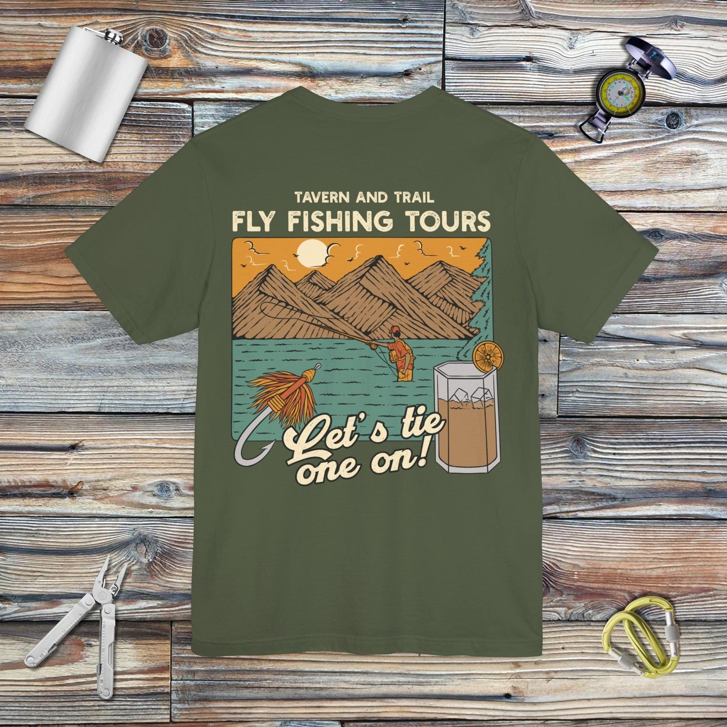 Tavern and Trail T-Shirt T&T Fly Fishing T-Shirt Military Green / S