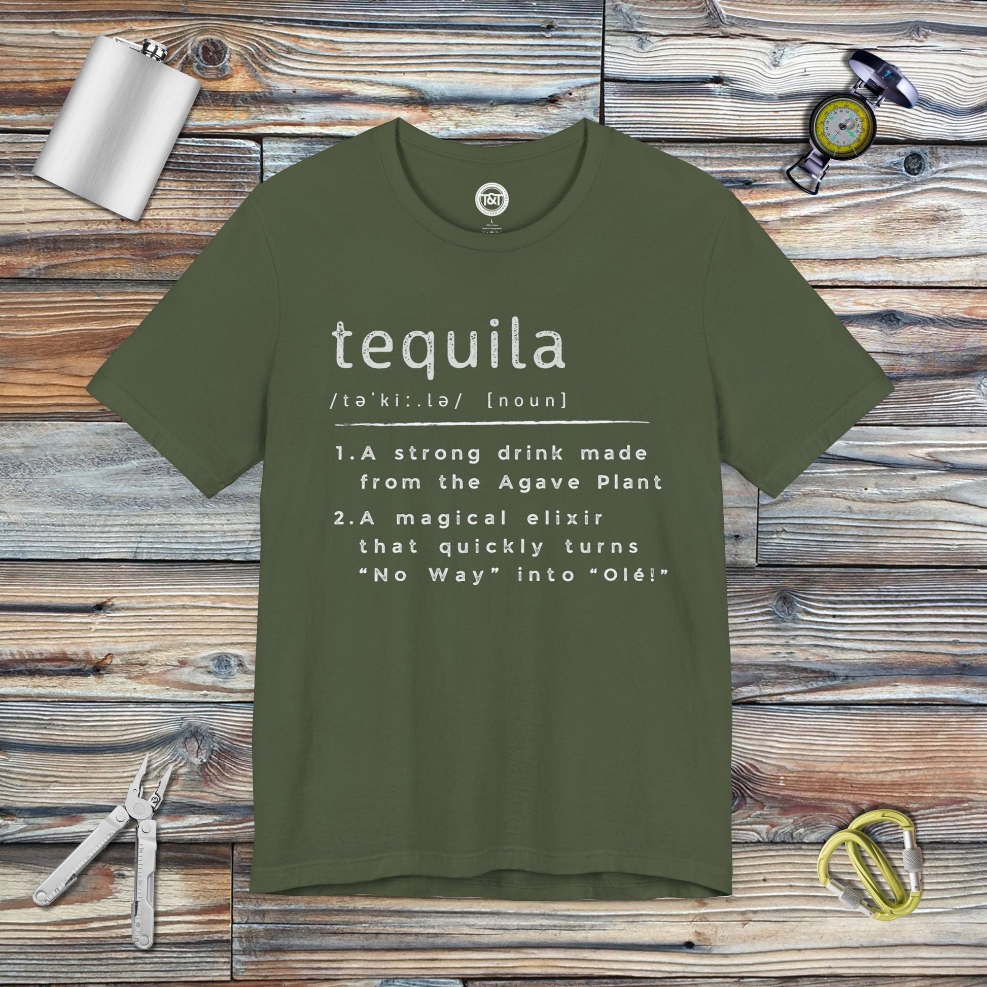 Tavern and Trail T-Shirt Tequila (Noun) T-Shirt Military Green / S