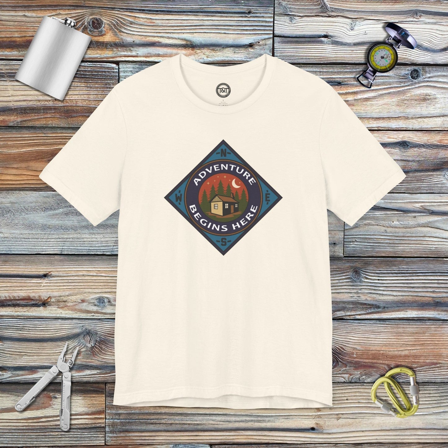 Tavern and Trail T-Shirt Adventure Begins T-Shirt Natural / S