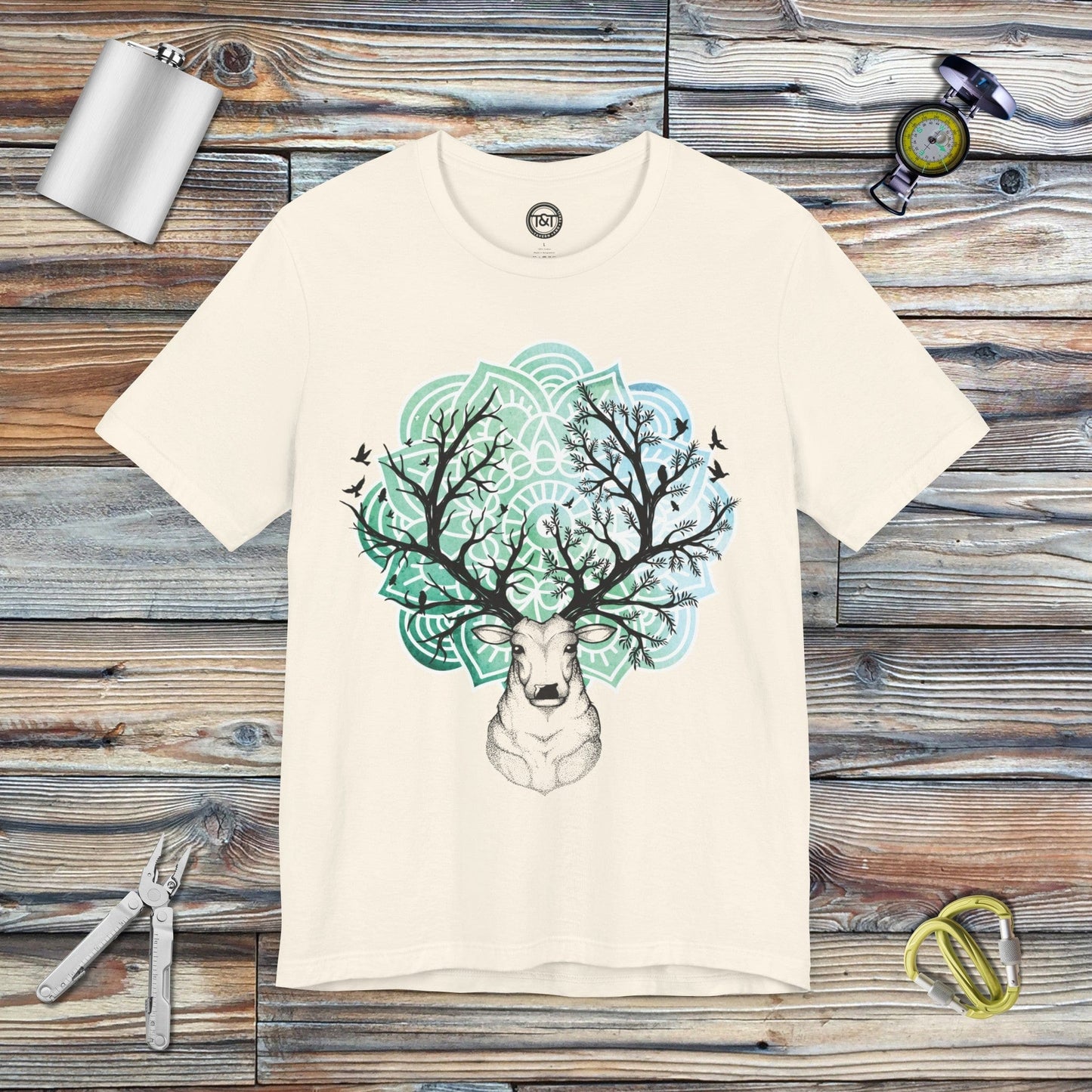 Tavern and Trail T-Shirt Mandala Deer T-Shirt Natural / S