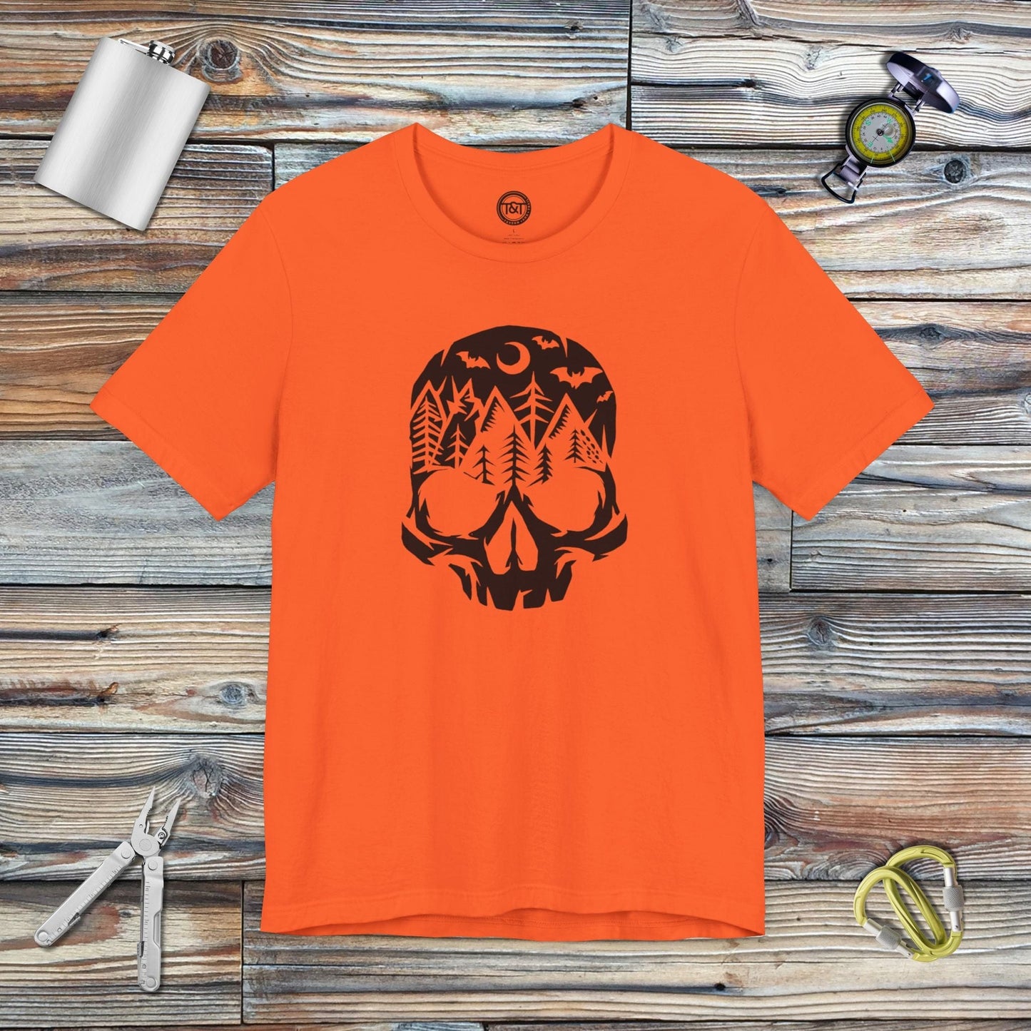 Tavern and Trail T-Shirt Mountain Skull T-Shirt Orange / S