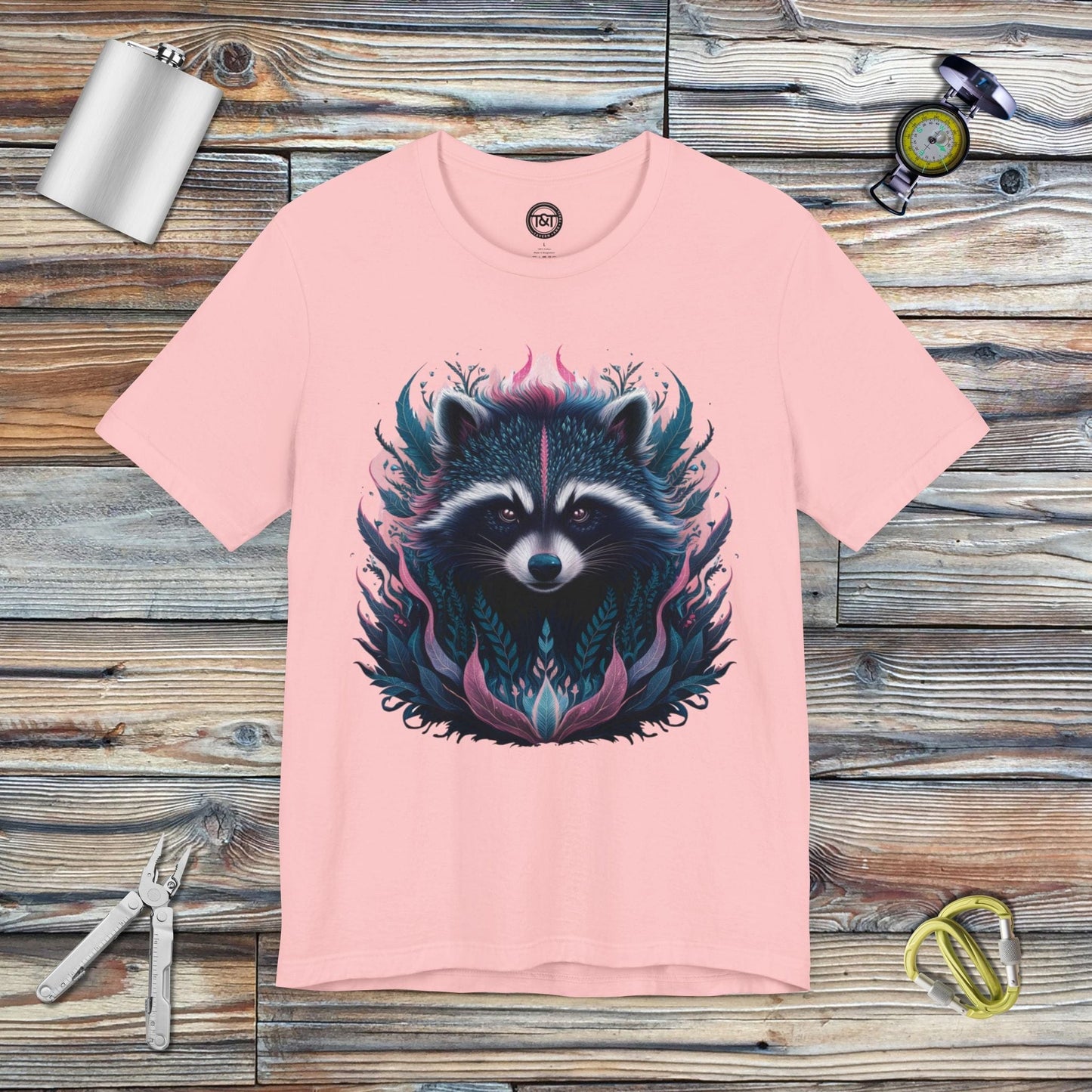 Tavern and Trail T-Shirt Mystic Racoon T-Shirt Pink / S