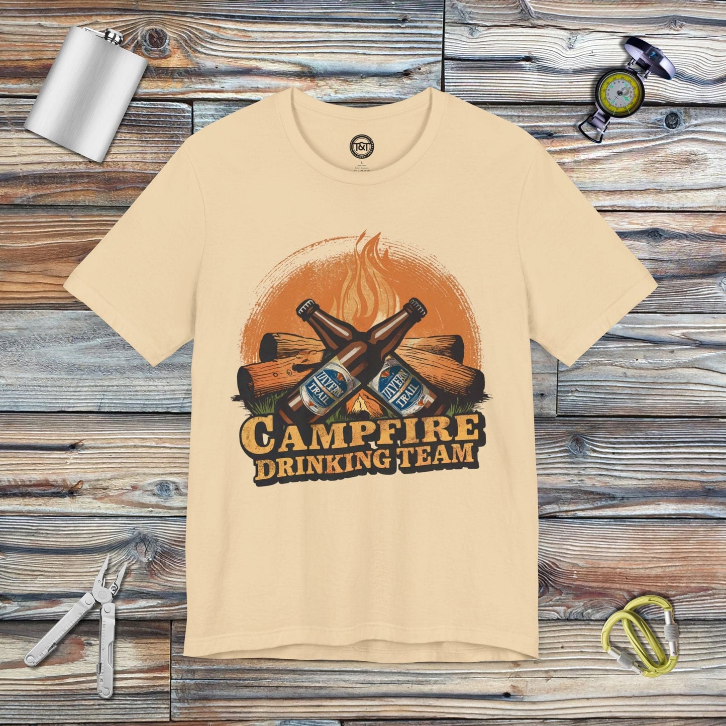 Tavern and Trail T-Shirt Campfire Drinking Team T-Shirt Soft Cream / S