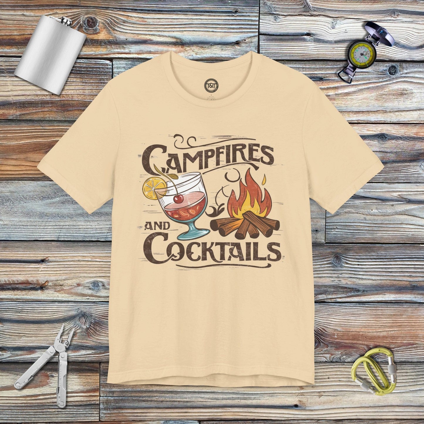 Tavern and Trail T-Shirt Campfires and Cocktails T-Shirt Soft Cream / S