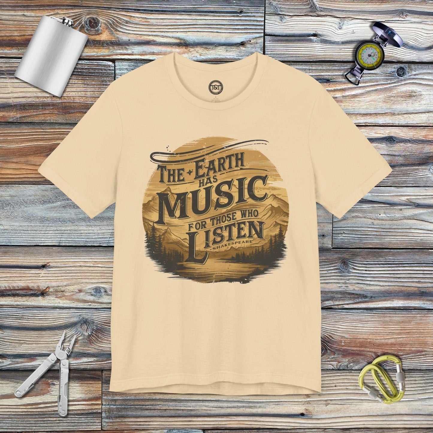 Tavern and Trail T-Shirt Earth's Music T-Shirt Soft Cream / S