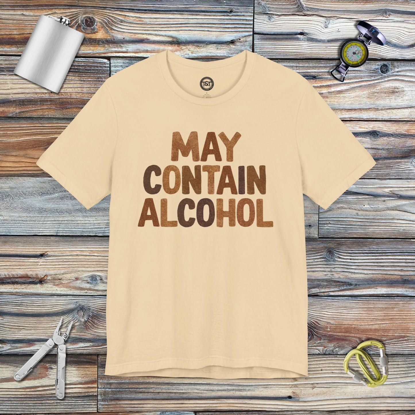 Tavern and Trail T-Shirt May Contain Alcohol T-Shirt Soft Cream / S