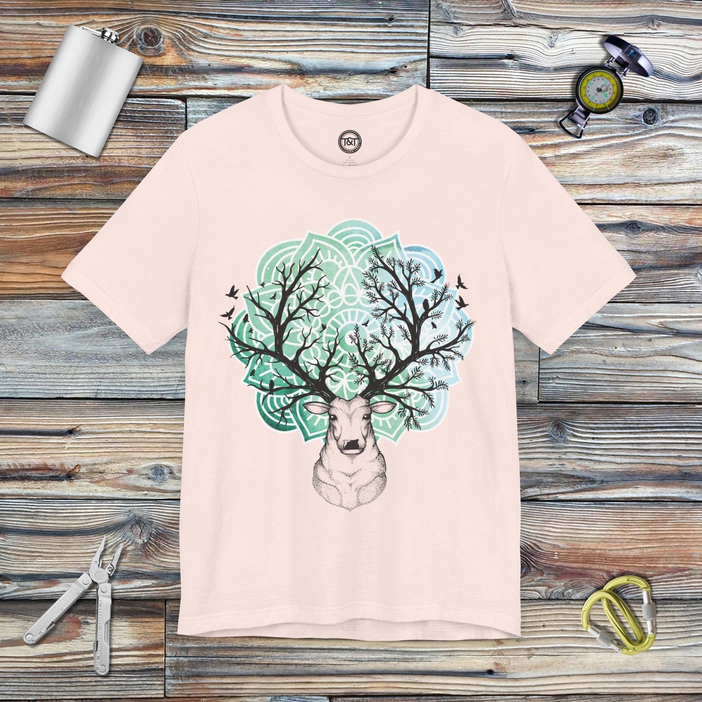 Tavern and Trail T-Shirt Mandala Deer T-Shirt Soft Pink / S