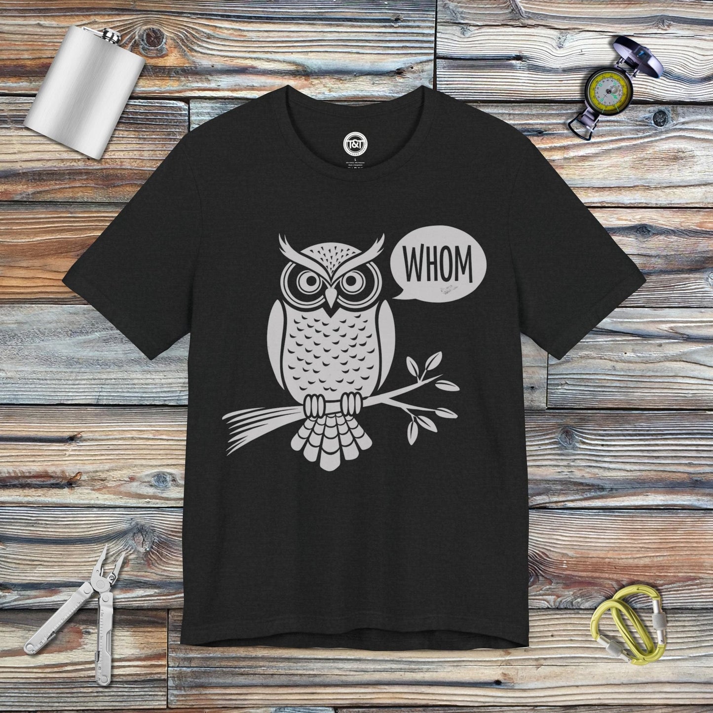 Tavern and Trail T-Shirt Grammar Owl T-Shirt Solid Black Blend / S