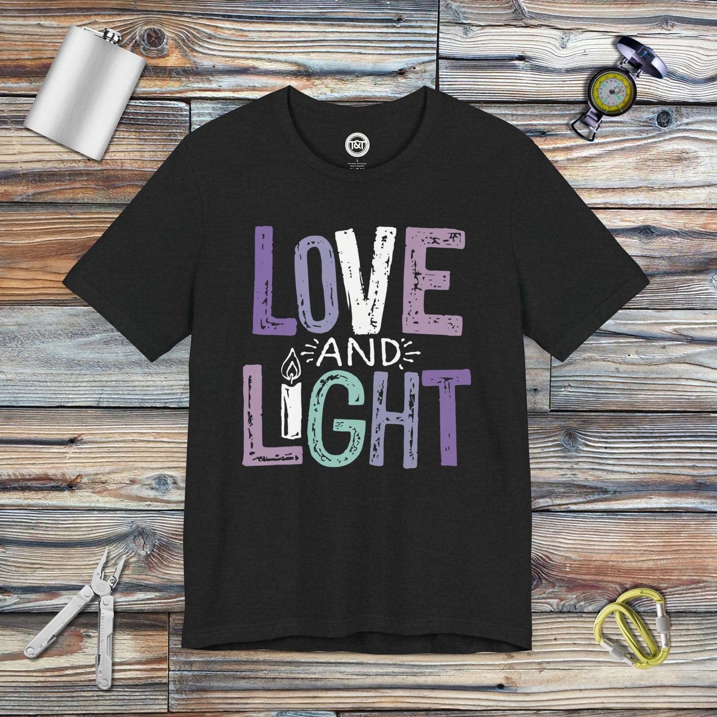 Tavern and Trail T-Shirt Love and Light T-Shirt Solid Black Blend / S